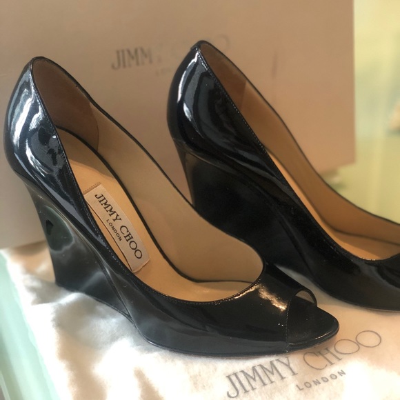Jimmy Choo Wedge Open Toe Heels Size 6 - Picture 2 of 9